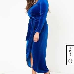 ELOQUII Brand New! Blue Velvet Wrap Dress size 16